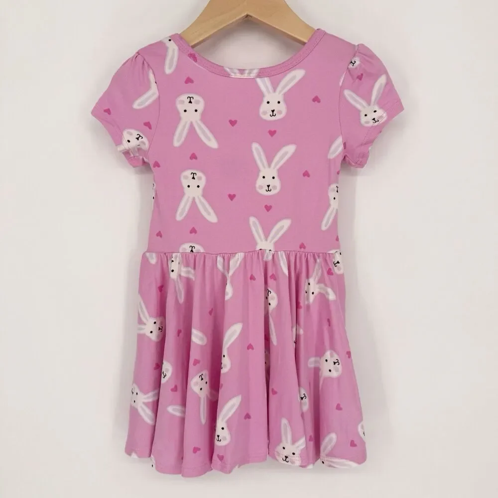 Dot Dot Smile NWT Baby Girl Size 12/24M Pink Easter Bunny Cap Sleeve Twirl Dress